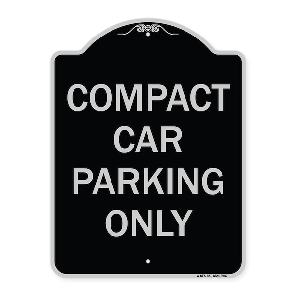 Designer Series-Compact Car Parking Black & Silver Heavy-Gauge Aluminum, 24" x 18", BS-1824-9987
